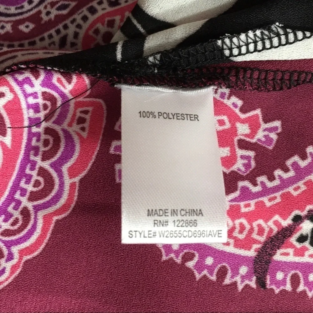 NWT Paisley Print Chennault Dressbarn Pink, Black & White Tunic Top Size 14/16 - Picture 5 of 7